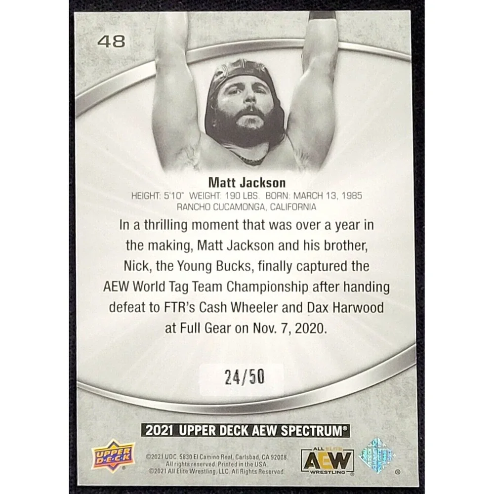 2021 UPPER DECK AEW SPECTRUM MATT JACKSON‎ RED #D 24/50 Young Bucks